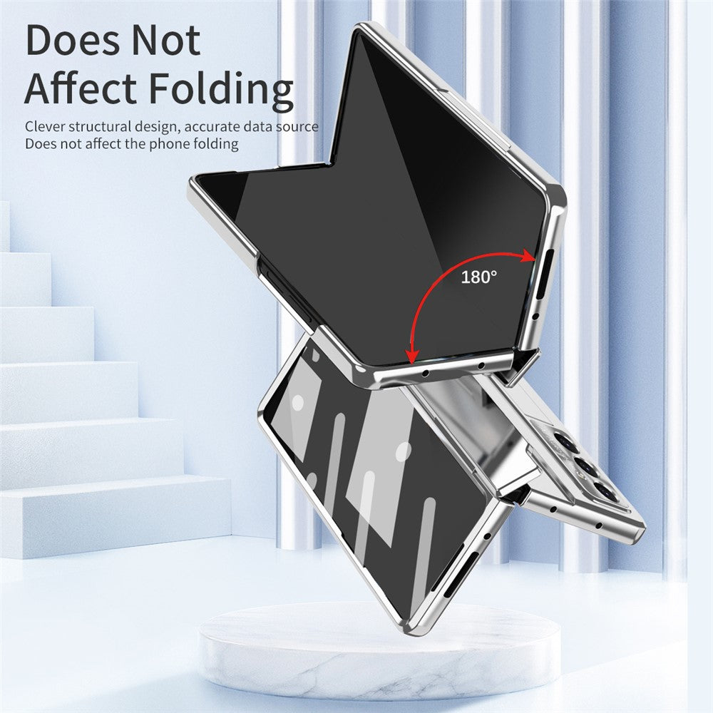For Samsung Galaxy Z Fold7 5G Case Hinge Protection Hard PC Phone Cover with Screen Film - Silver