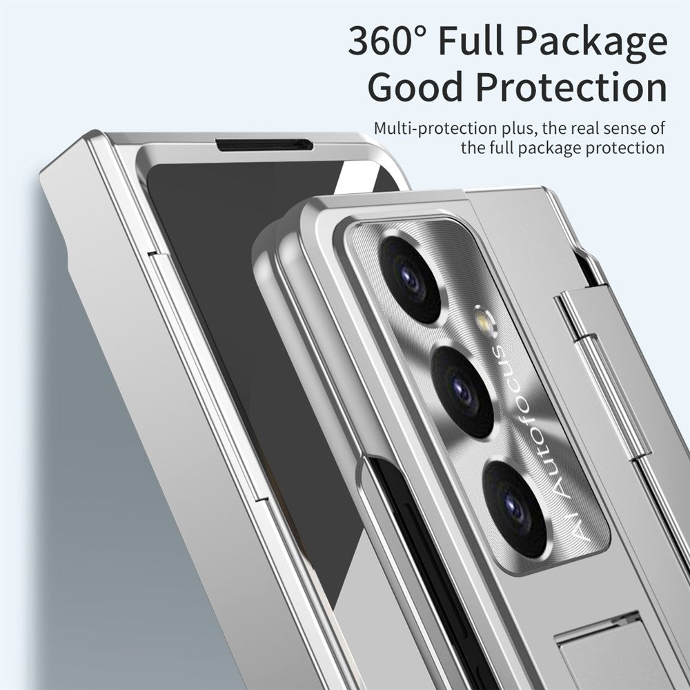 For Samsung Galaxy Z Fold7 5G Case Hinge Protection Hard PC Phone Cover with Screen Film - Transparent