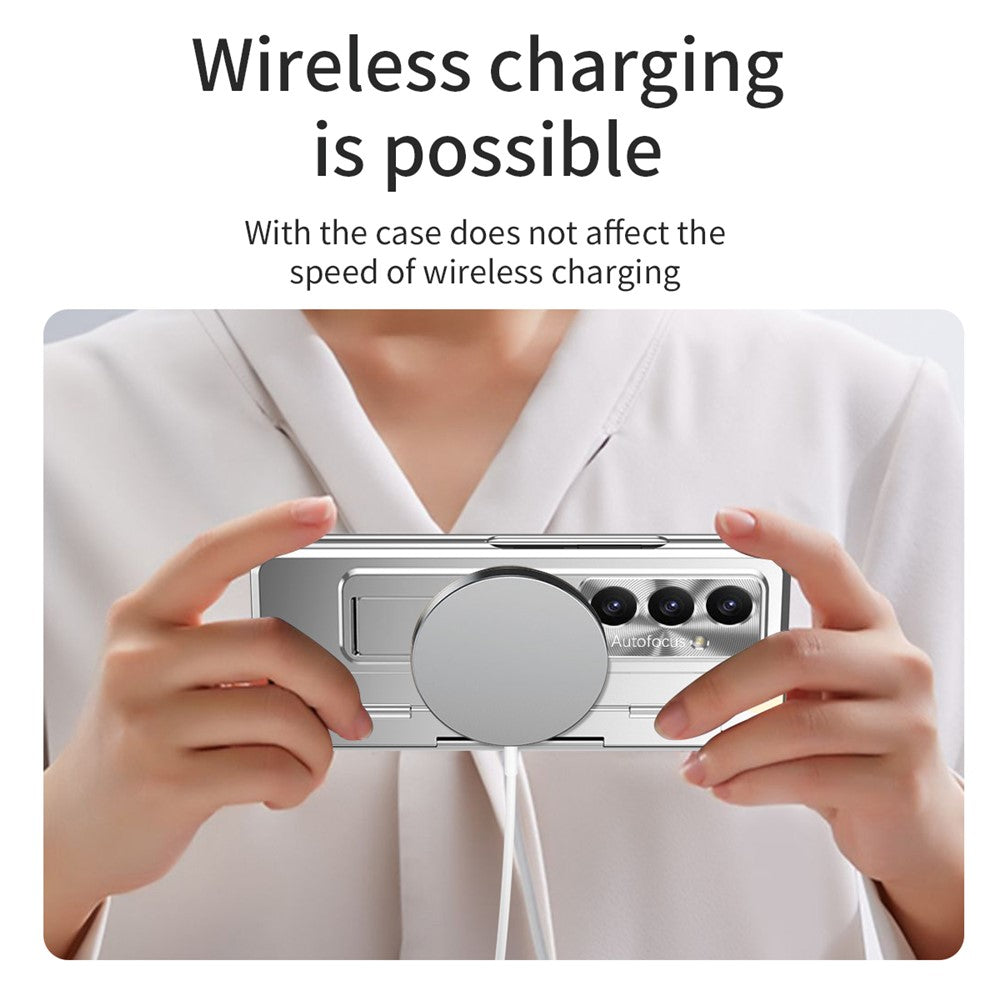 For Samsung Galaxy Z Fold7 5G Case Hinge Protection Hard PC Phone Cover with Screen Film - Transparent