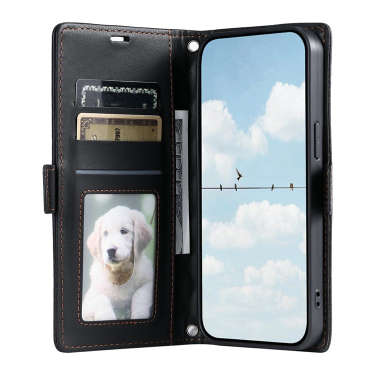 For Oppo Reno13 5G (Global) Leather Case Rhombus Texture Wallet Stand Phone Cover with Wrist Strap - Black