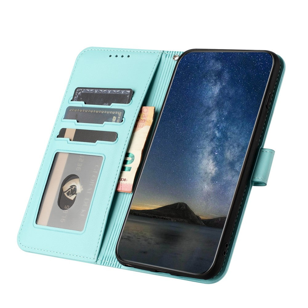 For iPhone 17 Pro Max Phone Cases Mandala Flower Leather Wallet Mobile Cover with Strap - Light Blue