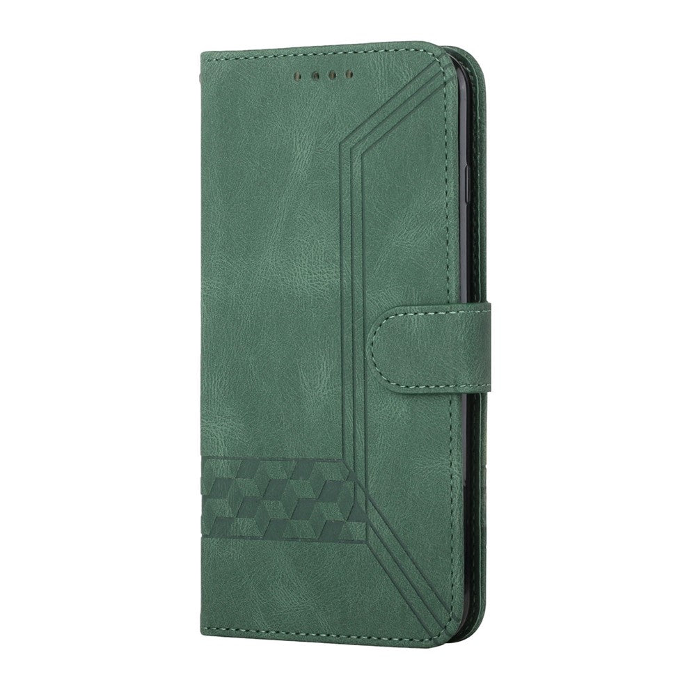 For iPhone 17 Pro Max Phone Case with Strap Imprint PU Leather Wallet Stand Cover - Blackish Green