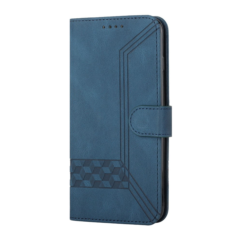 For iPhone 17 Pro Max Phone Case with Strap Imprint PU Leather Wallet Stand Cover - Royal Blue