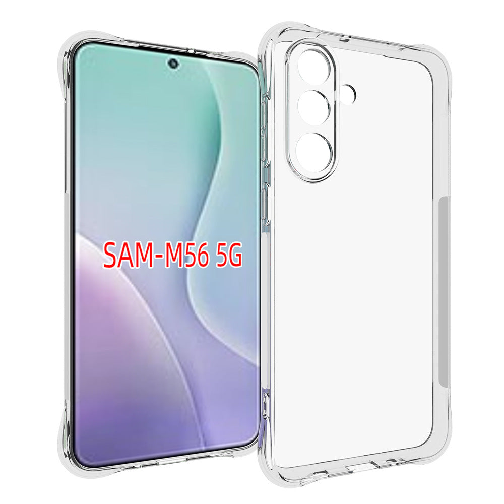 For Samsung Galaxy M56 5G TPU Case WANLONFENG WL2 Series 2.0mm Phone Cover with 2Pcs Tempered Glass Films - Transparent