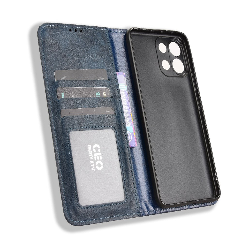 For Oppo K13 5G Leather Case Wallet Stand Retro Texture Phone Cover - Blue