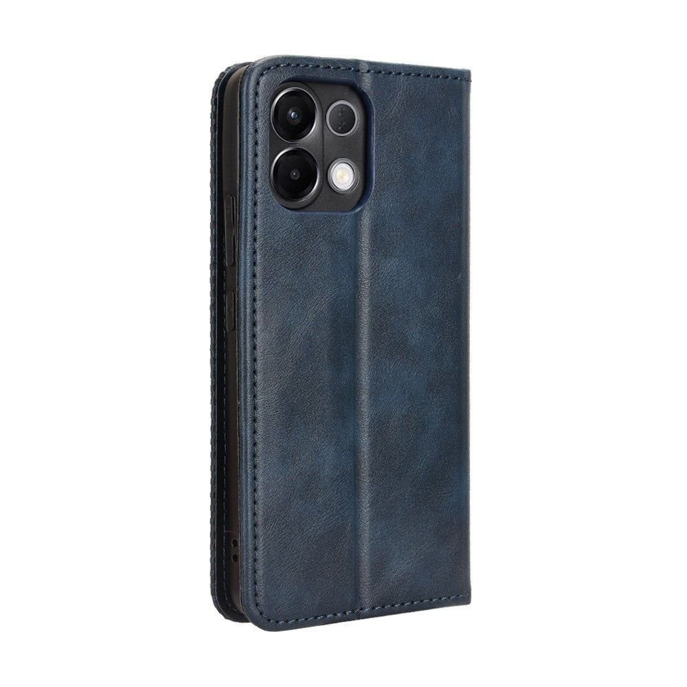 For Oppo K13 5G Leather Case Wallet Stand Retro Texture Phone Cover - Blue