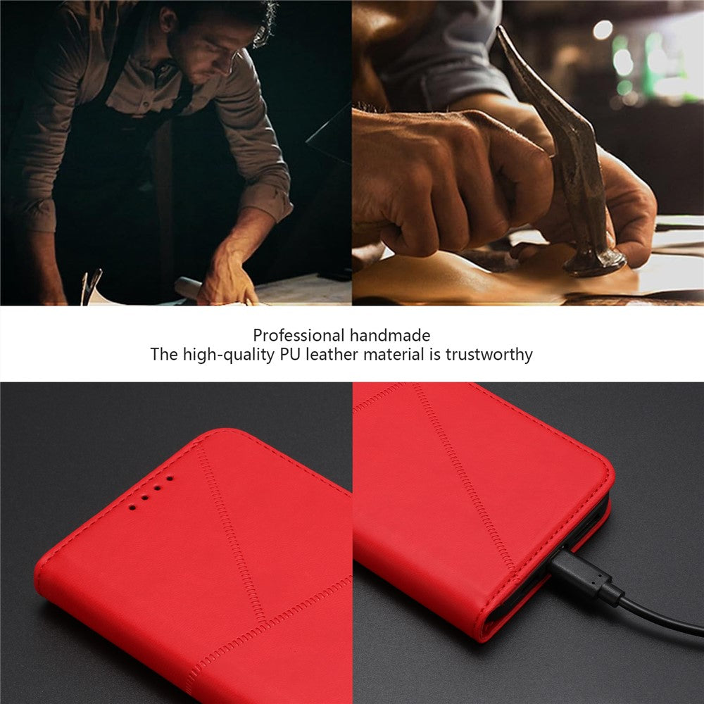 For iPhone 17 Pro Max Wallet Case Magnetic Closure Leather Flip Phone Cover with Stand - Red