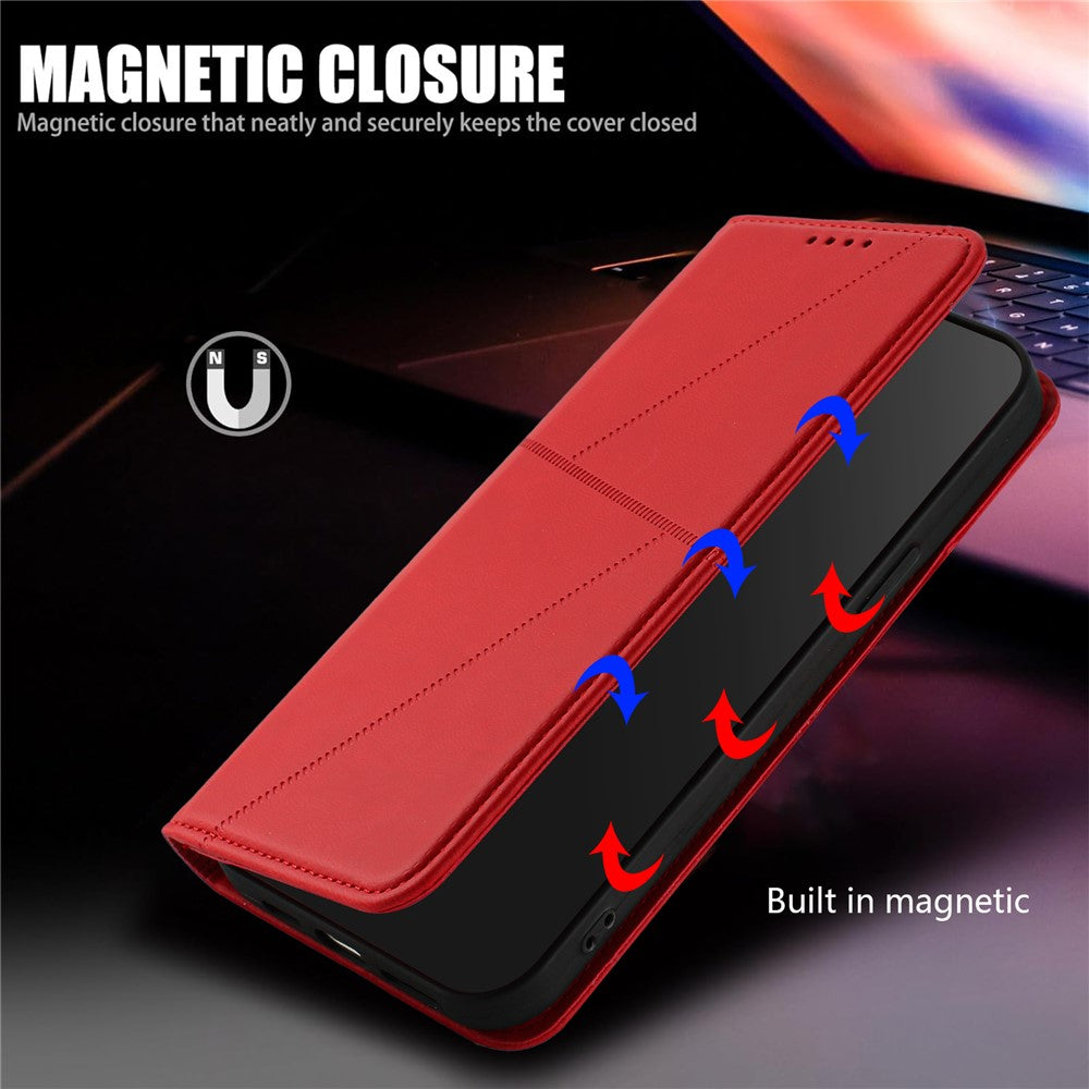 For iPhone 17 Pro Max Wallet Case Magnetic Closure Leather Flip Phone Cover with Stand - Red