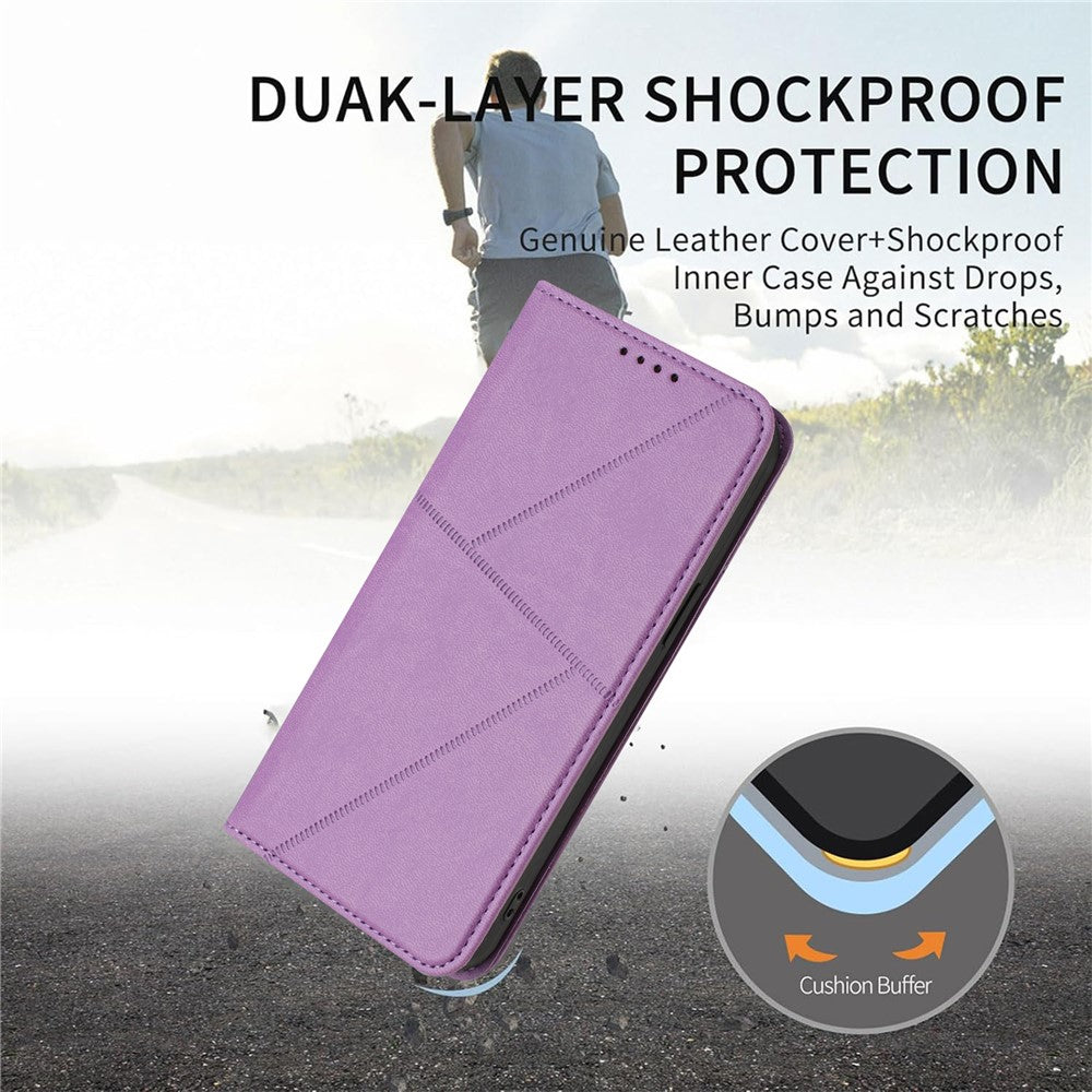 For iPhone 17 Pro Max Wallet Case Magnetic Closure Leather Flip Phone Cover with Stand - Purple