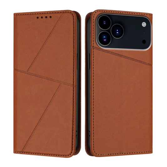 For iPhone 17 Pro Max Wallet Case Magnetic Closure Leather Flip Phone Cover with Stand - Coffee