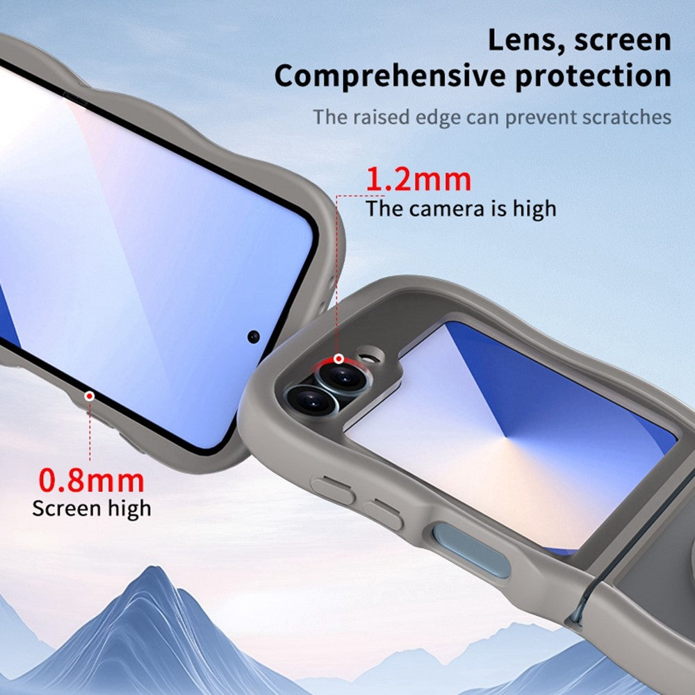 Phone Case for Samsung Galaxy Z Flip7 FE 5G / Z Flip6 5G / Flip5 5G Compatible with MagSafe TPU + PC Back Cover Skin Touch Wave Shape - Grey