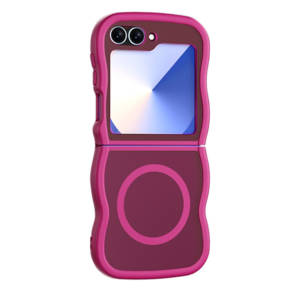 Phone Case for Samsung Galaxy Z Flip7 FE 5G / Z Flip6 5G / Flip5 5G Compatible with MagSafe TPU + PC Back Cover Skin Touch Wave Shape - Rose