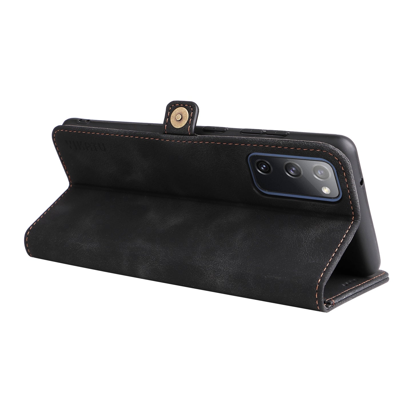 YIKATU YK-002 For Samsung Galaxy S20 FE 4G / 5G / S20 FE 2022 / S20 Lite Skin-touch Feeling Phone Case, Outer Card Slot Design PU Leather Cellphone Guard Wallet Stand Shell - Black
