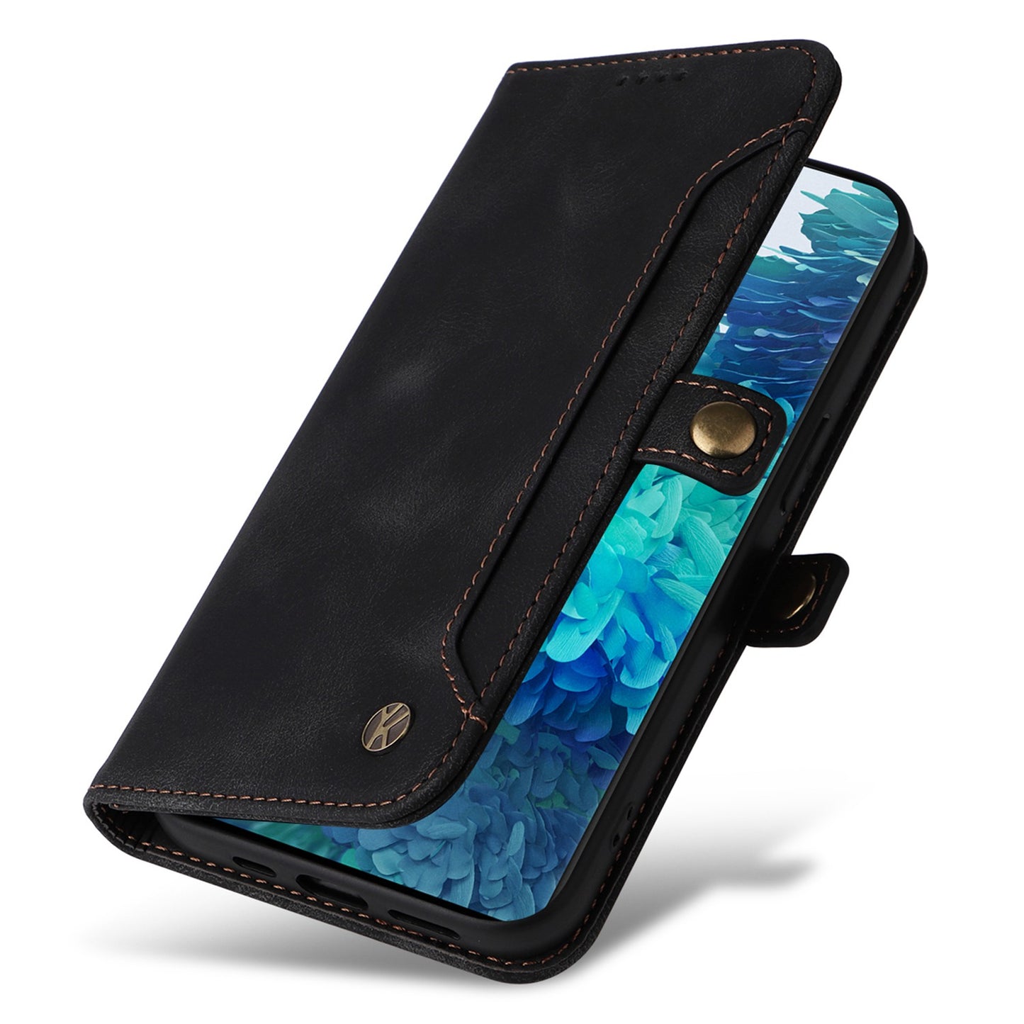 YIKATU YK-002 For Samsung Galaxy S20 FE 4G / 5G / S20 FE 2022 / S20 Lite Skin-touch Feeling Phone Case, Outer Card Slot Design PU Leather Cellphone Guard Wallet Stand Shell - Black