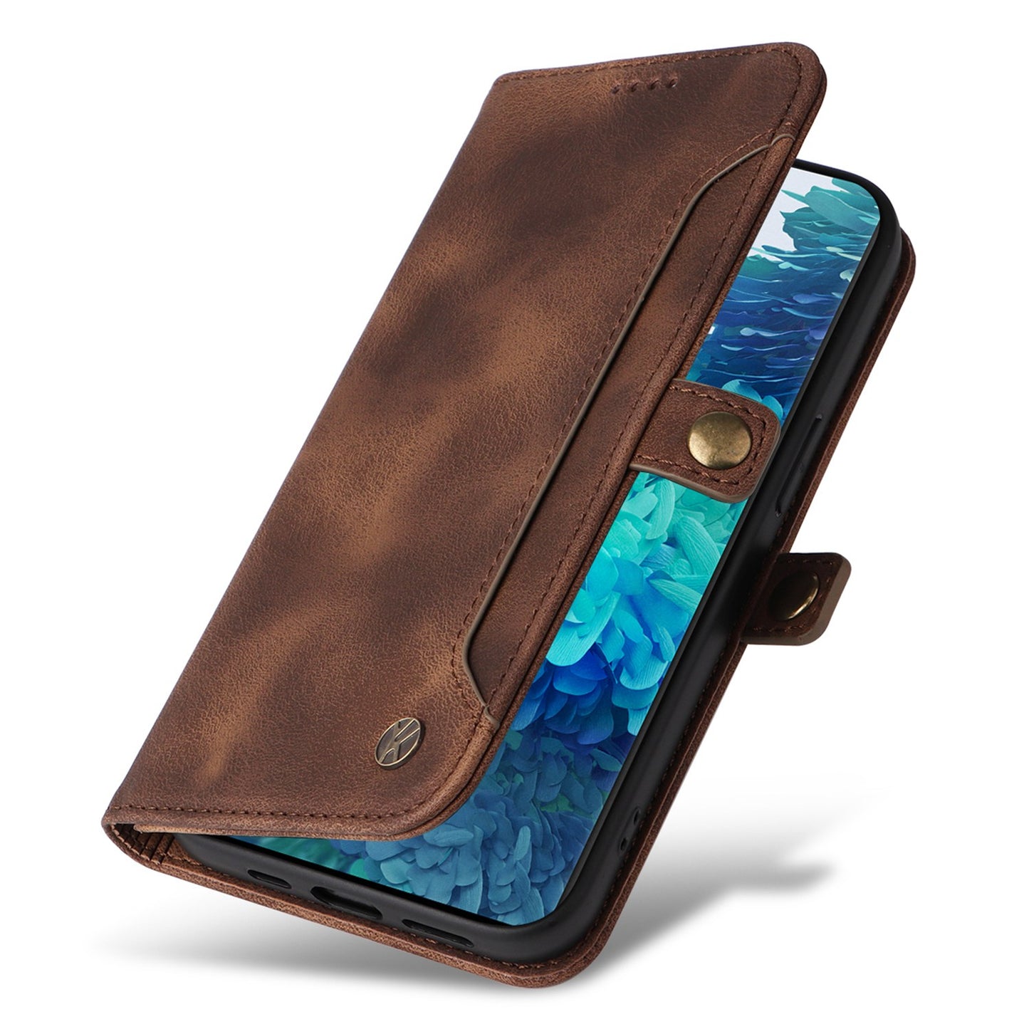 YIKATU YK-002 For Samsung Galaxy S20 FE 4G / 5G / S20 FE 2022 / S20 Lite Skin-touch Feeling Phone Case, Outer Card Slot Design PU Leather Cellphone Guard Wallet Stand Shell - Brown