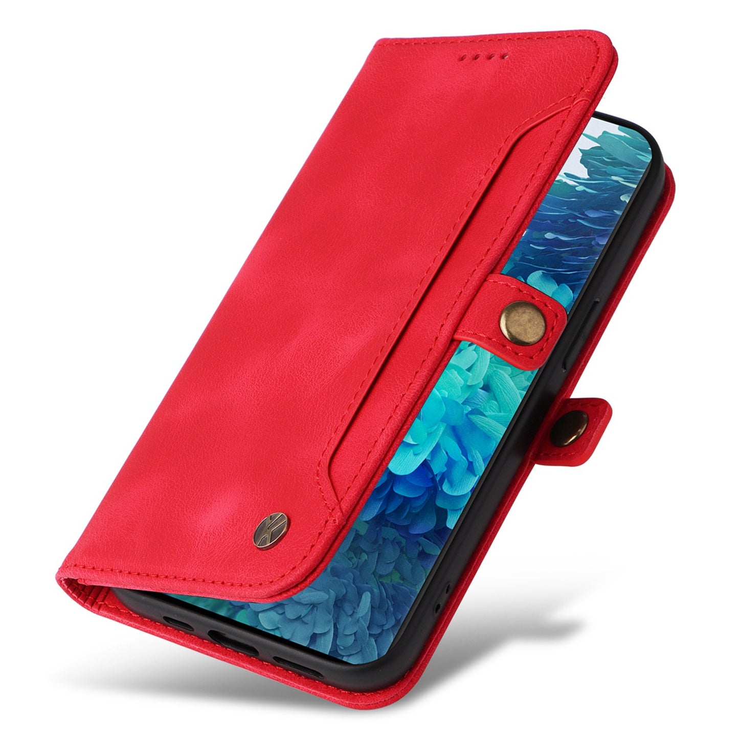 YIKATU YK-002 For Samsung Galaxy S20 FE 4G / 5G / S20 FE 2022 / S20 Lite Skin-touch Feeling Phone Case, Outer Card Slot Design PU Leather Cellphone Guard Wallet Stand Shell - Red