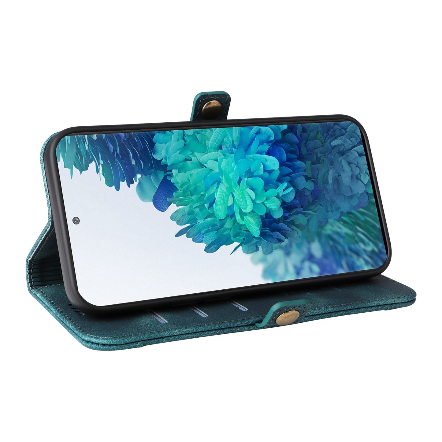 YIKATU YK-002 For Samsung Galaxy S20 FE 4G / 5G / S20 FE 2022 / S20 Lite Skin-touch Feeling Phone Case, Outer Card Slot Design PU Leather Cellphone Guard Wallet Stand Shell - Blue
