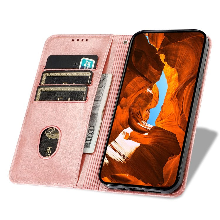 For Oppo Reno13 F 5G Stand Case Lucky Deer Imprinted Magnetic Closure Leather Wallet Phone Cover - Pink