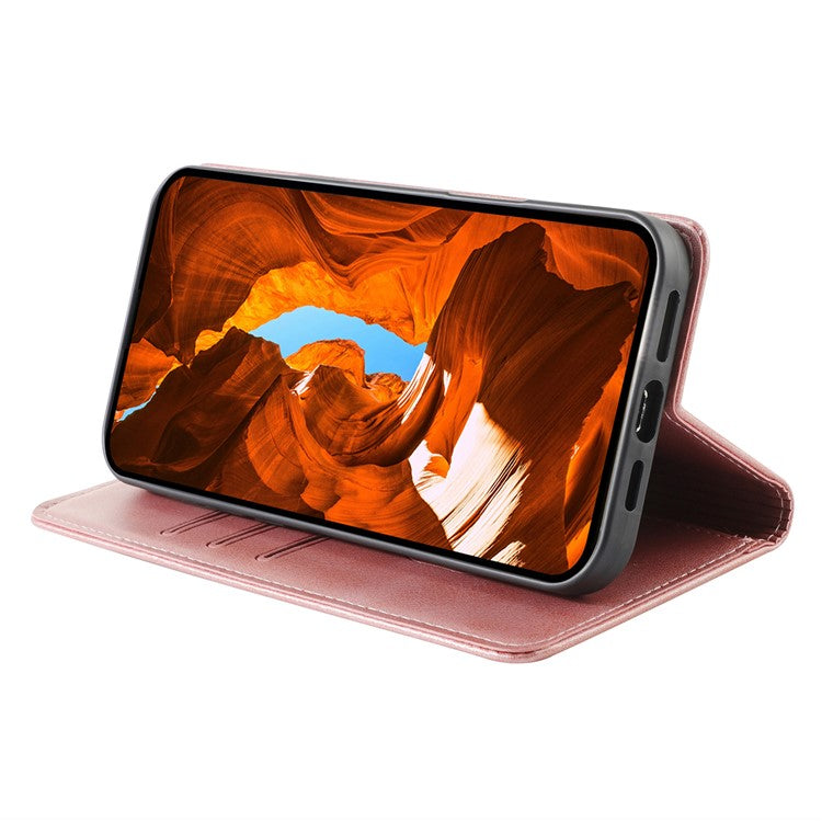 For Oppo Reno13 F 5G Stand Case Lucky Deer Imprinted Magnetic Closure Leather Wallet Phone Cover - Pink