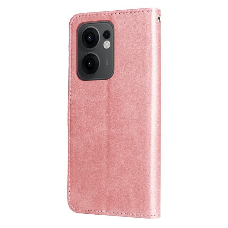 For Oppo Reno13 F 5G Stand Case Lucky Deer Imprinted Magnetic Closure Leather Wallet Phone Cover - Pink