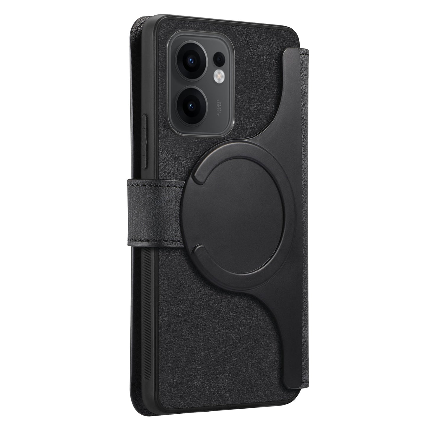For Oppo Reno13 F 5G Magnetic Case CASENEO Detachable Leather Phone Wallet Cover - Black
