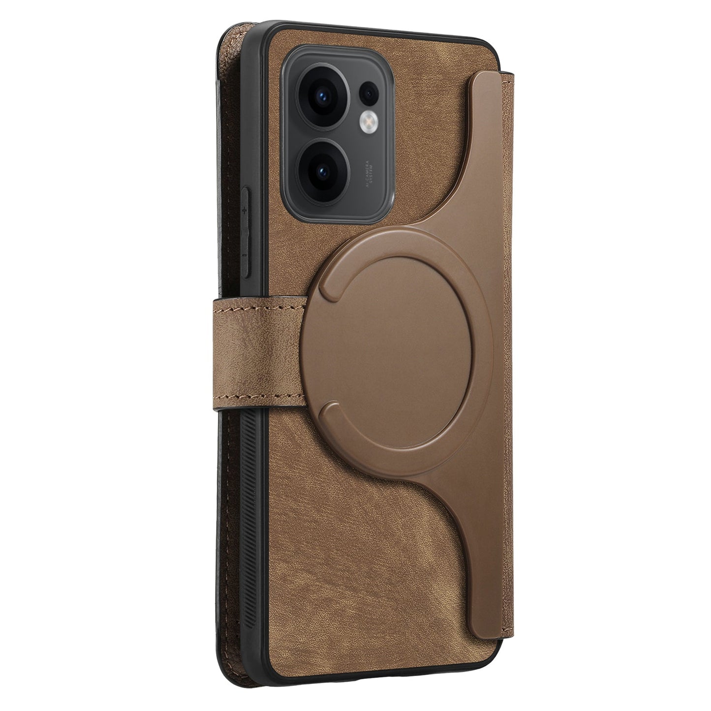 For Oppo Reno13 F 5G Magnetic Case CASENEO Detachable Leather Phone Wallet Cover - Brown
