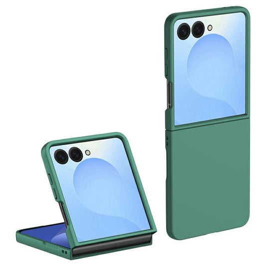 For Samsung Galaxy Z Flip7 5G Case Skin-Touch Texture Hard PC Folding Phone Cover - Dark Green