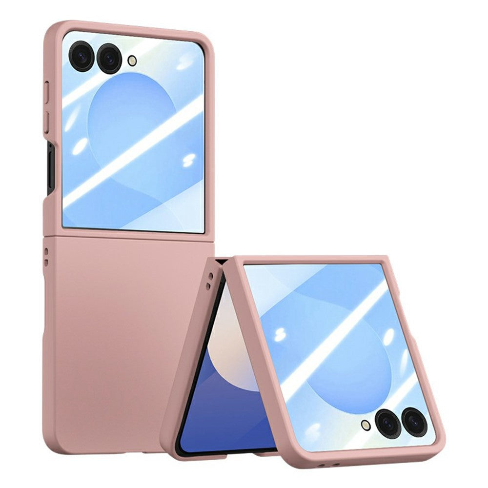 For Samsung Galaxy Z Flip7 5G Case Large Window Hard PC Phone Cover with Small Screen Film - Pink