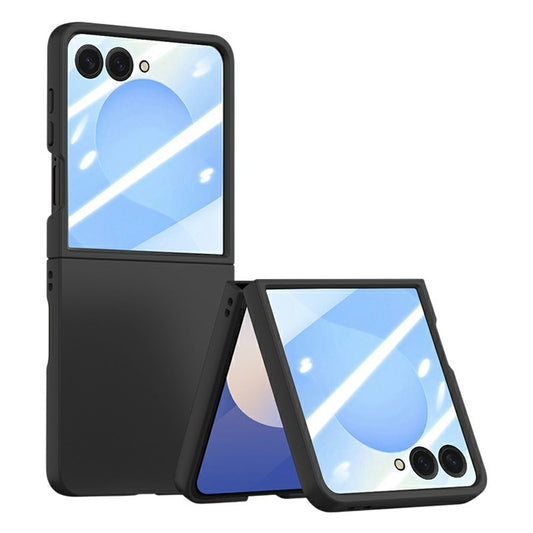 For Samsung Galaxy Z Flip7 5G Case Large Window Hard PC Phone Cover with Small Screen Film - Black