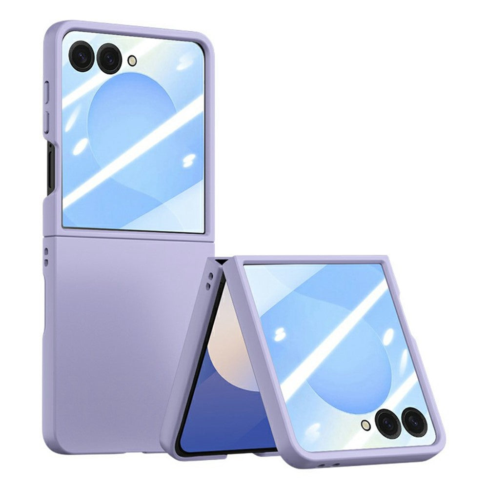 For Samsung Galaxy Z Flip7 5G Case Large Window Hard PC Phone Cover with Small Screen Film - Purple