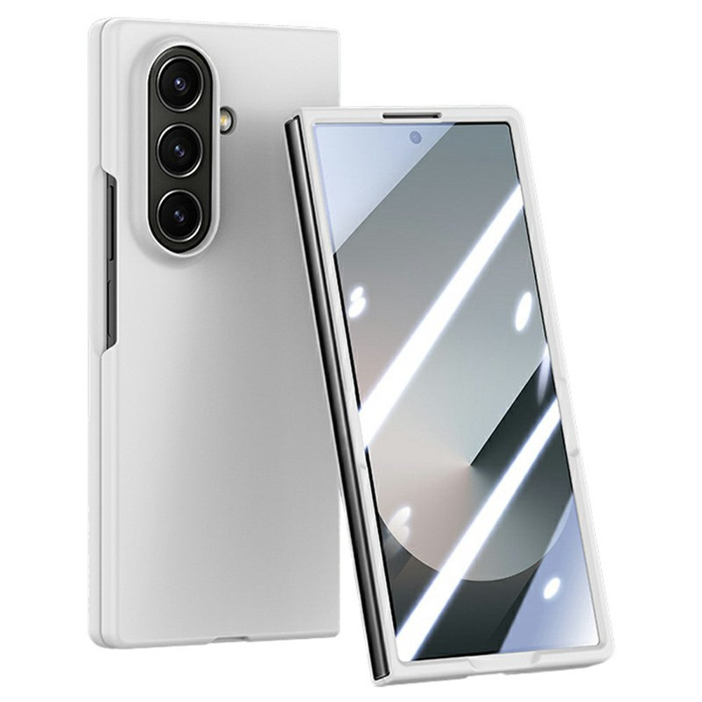 For Samsung Galaxy Z Fold7 5G Case Large Window Hard PC Phone Cover with Small Screen Film - White