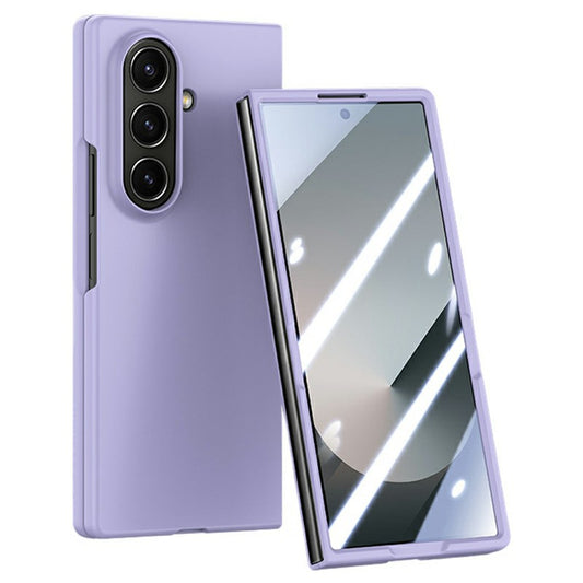 For Samsung Galaxy Z Fold7 5G Case Large Window Hard PC Phone Cover with Small Screen Film - Purple