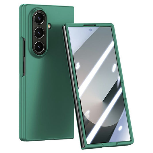 For Samsung Galaxy Z Fold7 5G Case Large Window Hard PC Phone Cover with Small Screen Film - Dark Green