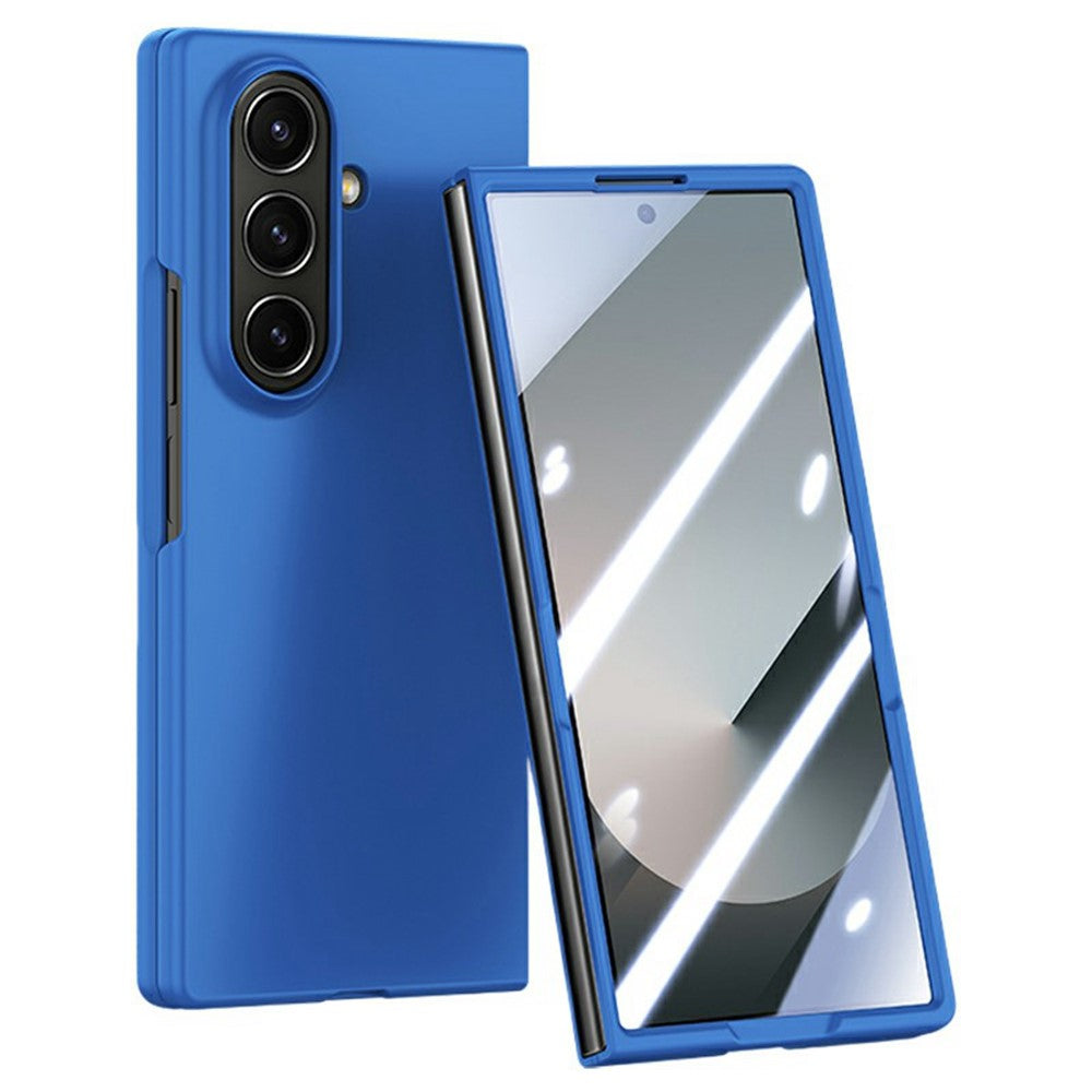 For Samsung Galaxy Z Fold7 5G Case Large Window Hard PC Phone Cover with Small Screen Film - Dark Blue
