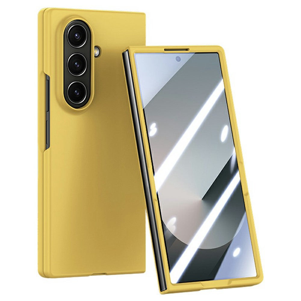 For Samsung Galaxy Z Fold7 5G Case Large Window Hard PC Phone Cover with Small Screen Film - Yellow