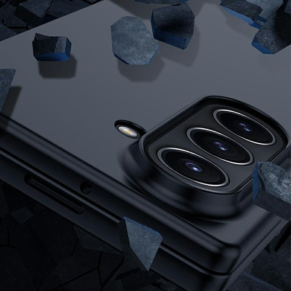 For Samsung Galaxy Z Fold7 5G Case Large Window Hard PC Phone Cover with Small Screen Film - Yellow