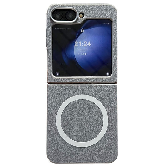 For Samsung Galaxy Z Flip7 FE 5G / Z Flip6 5G Phone Cases Leather Texture TPU Back Cover Support Wireless Charging - Grey