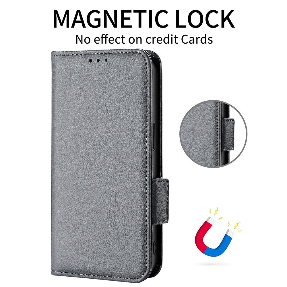 For Oppo K13 5G / K13x / K12s Case with Wrist Strap Litchi Texture PU Leather Wallet Phone Cover - Grey