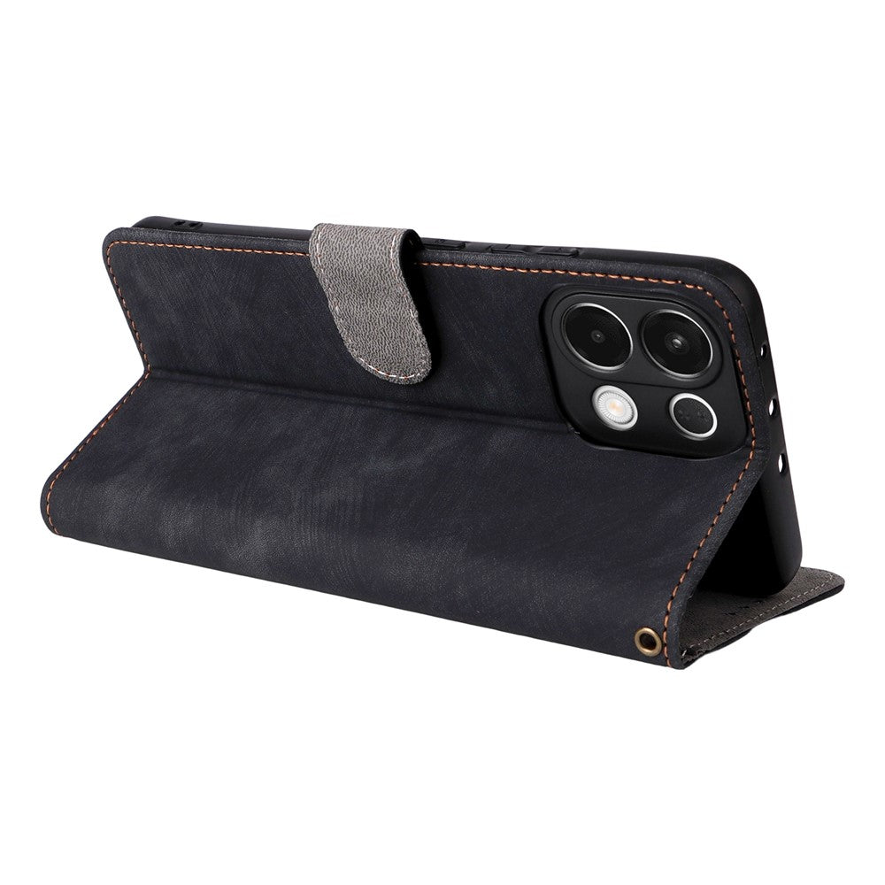 For Oppo K13 5G / 13x / K12s Case Wallet RFID Blocking PU Leather Phone Cover Stand with Strap - Black