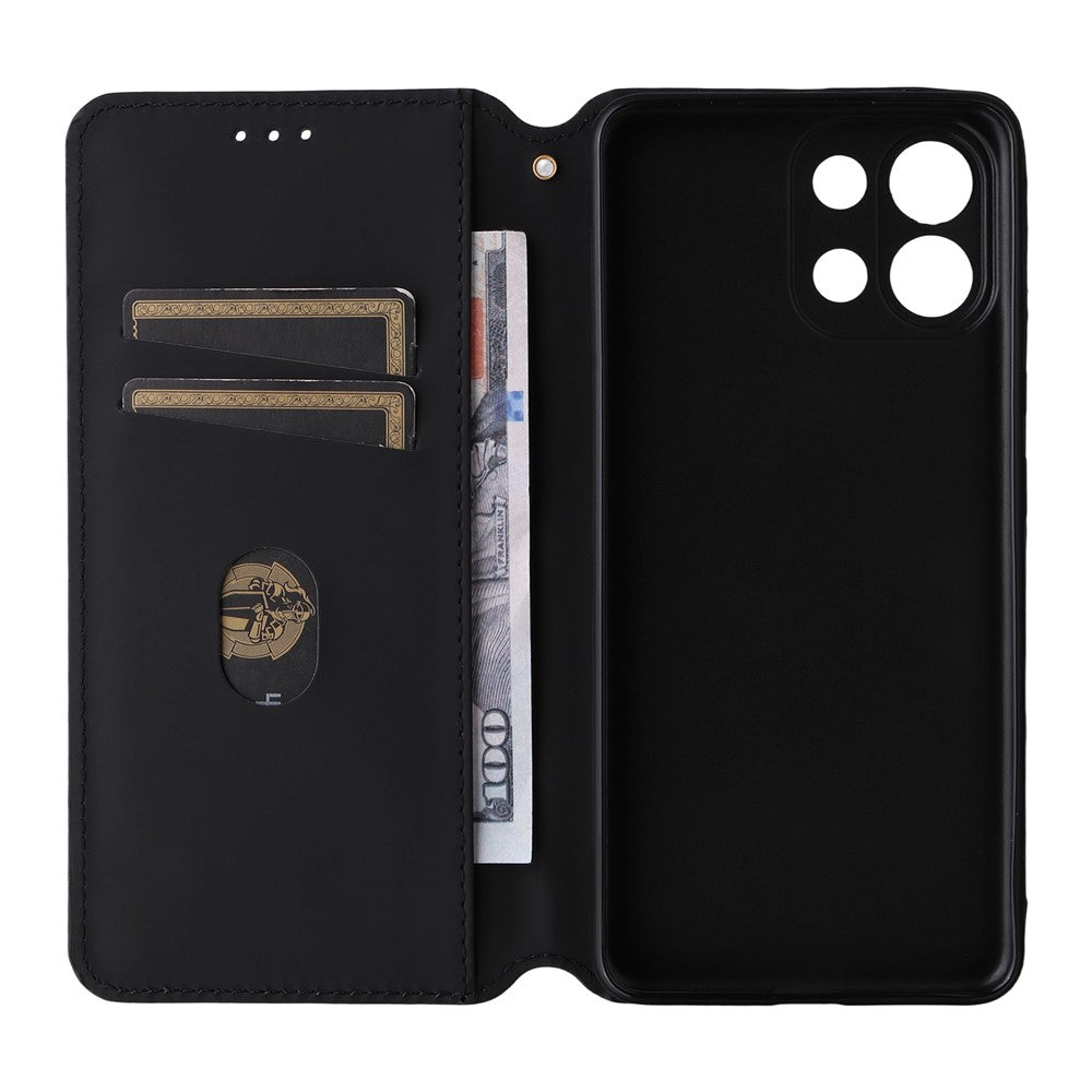 For Oppo K13 5G / K13x / K12s Case Wallet Rhombus Imprinted Leather Phone Cover - Black