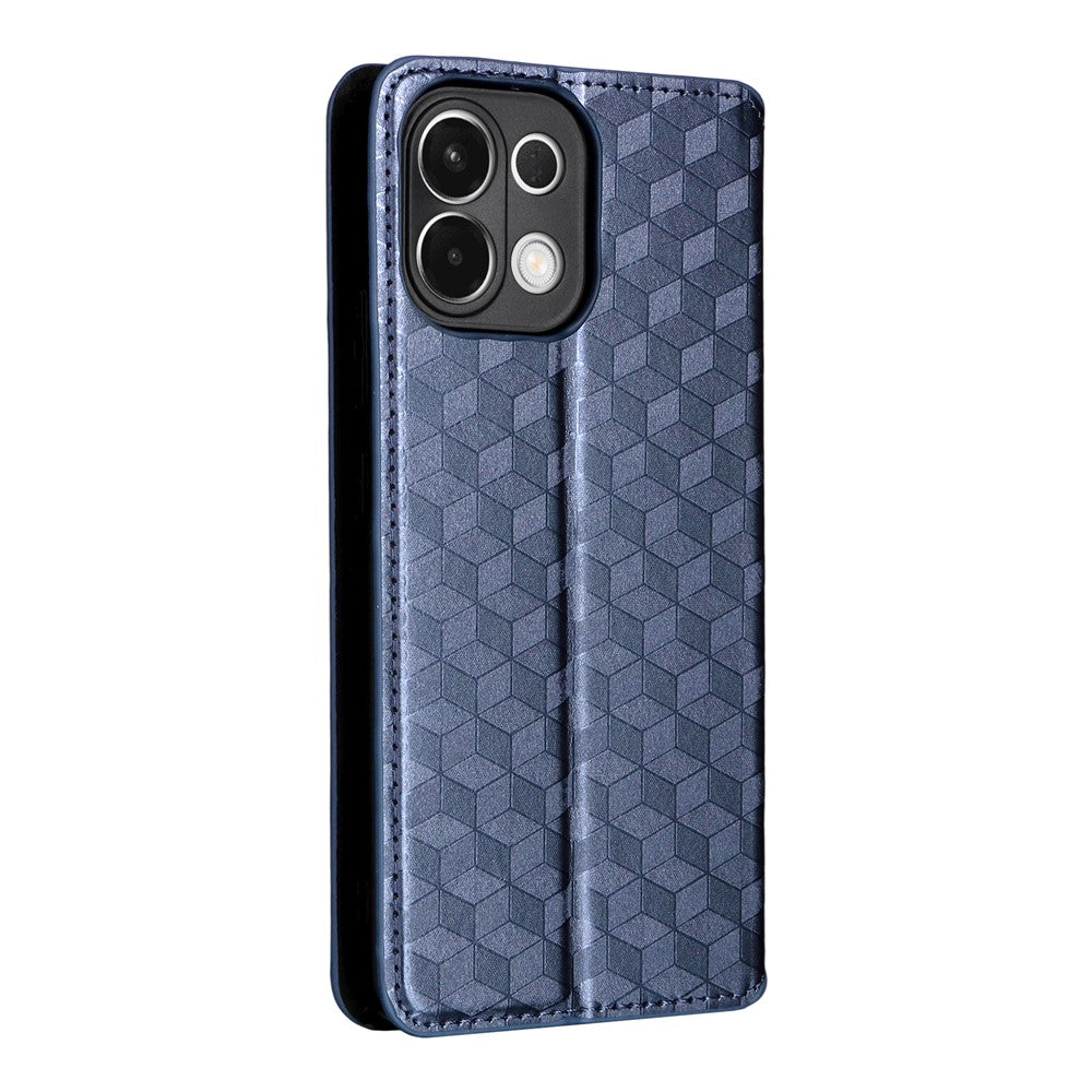 For Oppo K13 5G / K13x / K12s Case Wallet Rhombus Imprinted Leather Phone Cover - Blue