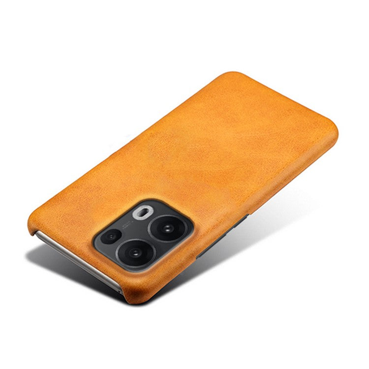 For Oppo Reno13 Pro 5G Case Calf Texture PU Leather Hard PC Protective Phone Cover - Orange