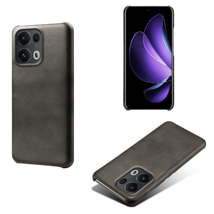 For Oppo Reno13 Pro 5G Case Calf Texture PU Leather Hard PC Protective Phone Cover - Black