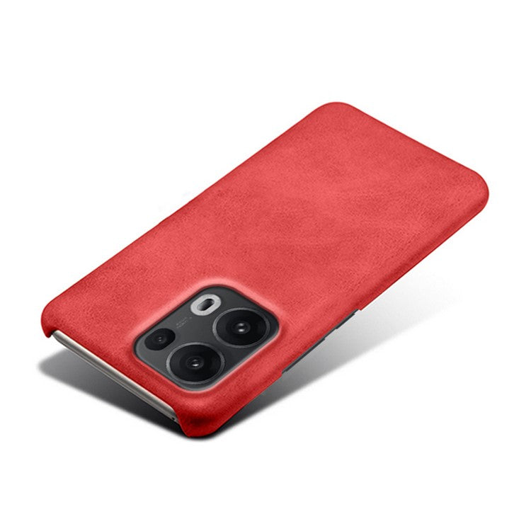 For Oppo Reno13 Pro 5G Case Calf Texture PU Leather Hard PC Protective Phone Cover - Red