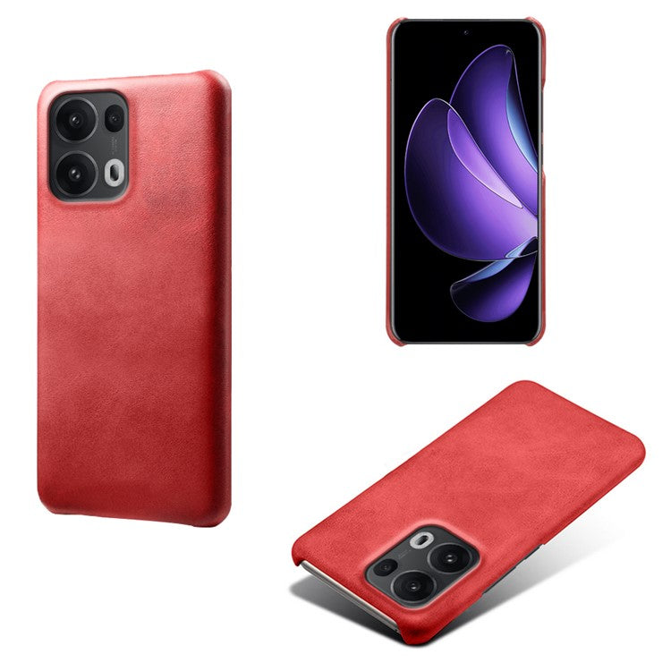For Oppo Reno13 Pro 5G Case Calf Texture PU Leather Hard PC Protective Phone Cover - Red