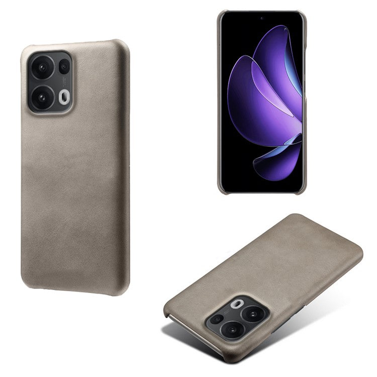 For Oppo Reno13 Pro 5G Case Calf Texture PU Leather Hard PC Protective Phone Cover - Grey
