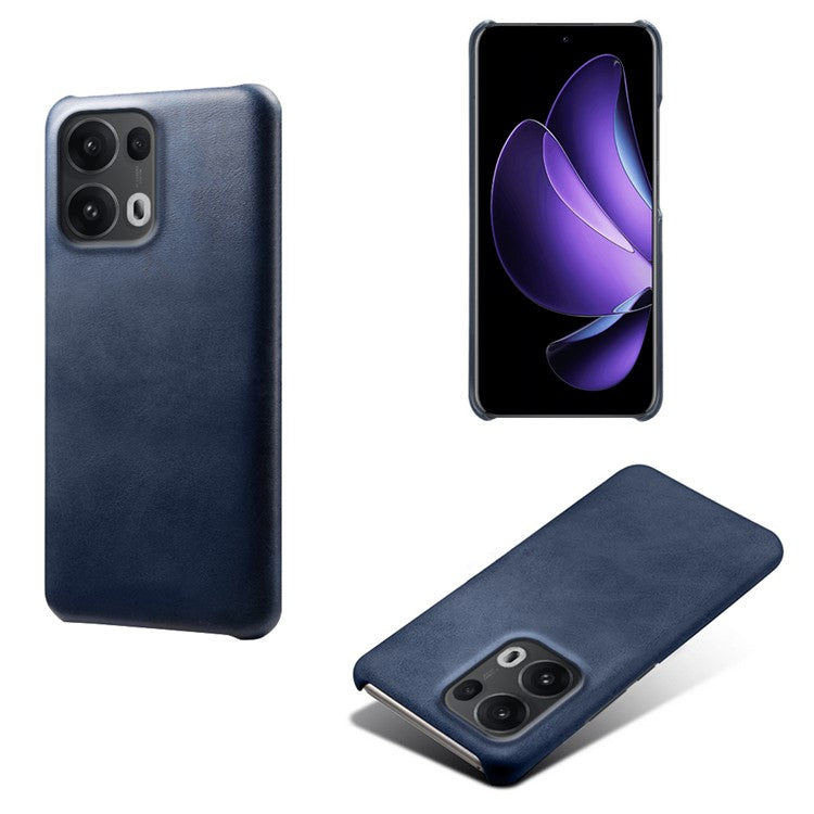 For Oppo Reno13 Pro 5G Case Calf Texture PU Leather Hard PC Protective Phone Cover - Blue
