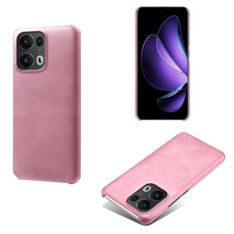 For Oppo Reno13 Pro 5G Case Calf Texture PU Leather Hard PC Protective Phone Cover - Rose Gold