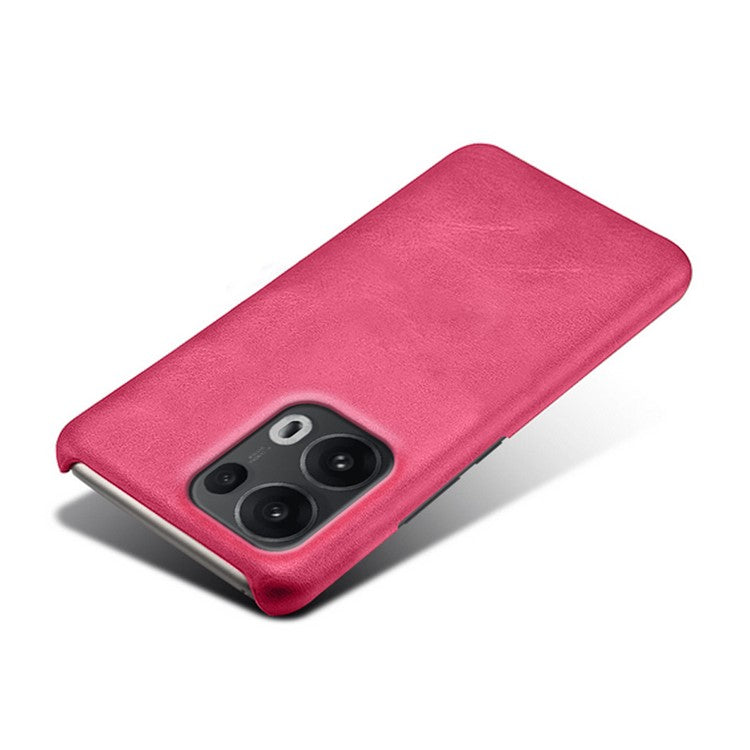 For Oppo Reno13 Pro 5G Case Calf Texture PU Leather Hard PC Protective Phone Cover - Rose