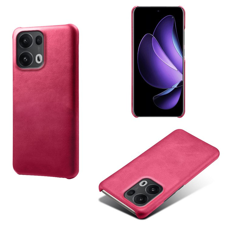For Oppo Reno13 Pro 5G Case Calf Texture PU Leather Hard PC Protective Phone Cover - Rose